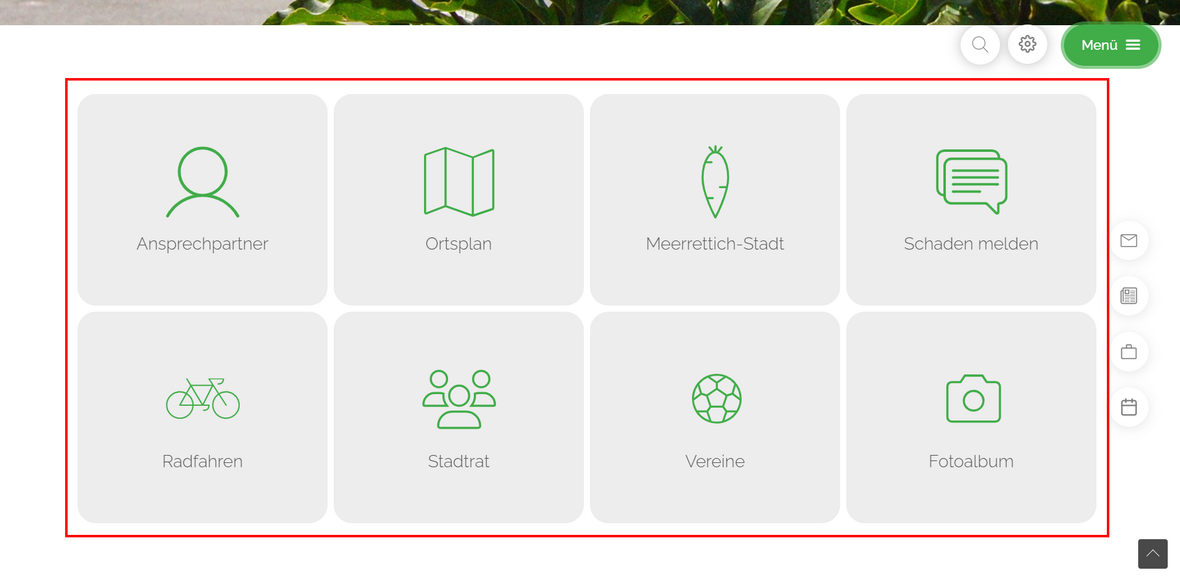 Links auf der Startseite